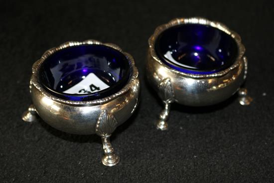 Pair silver George II salts